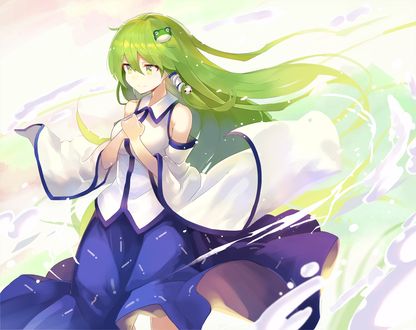 Обои на рабочий стол Kochiya Sanae / Санае Кочия, персонаж из серии компьютерных игр Touhou Project / Проект «Восток»