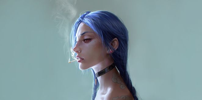 Обои на рабочий стол Jinx / Джинкс из игры League of Legends / Лига Легенд, by Zero XN