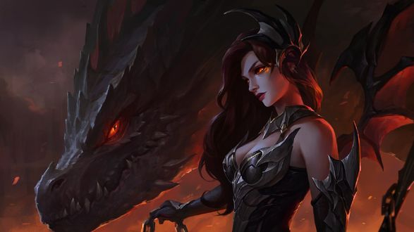 Обои на рабочий стол Девушка- Dragon Knight / Рыцарь Дракона, by ye yuan