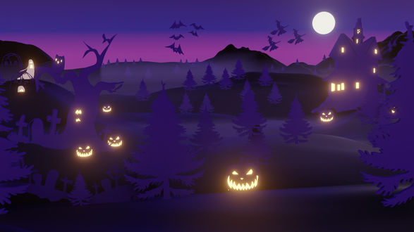 Обои на рабочий стол Светильники Джека, Halloween, by Collins Kassamani