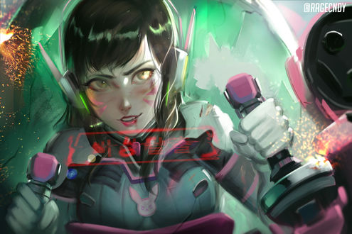 Обои на рабочий стол D. VA / Ханна Сон из игры Overwatch / Дозор, by Benjamin Ramirez