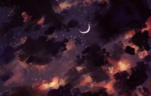 Обои на рабочий стол Месяц на ночном небе, by Polina 1NFIN1TY Cheliadinova