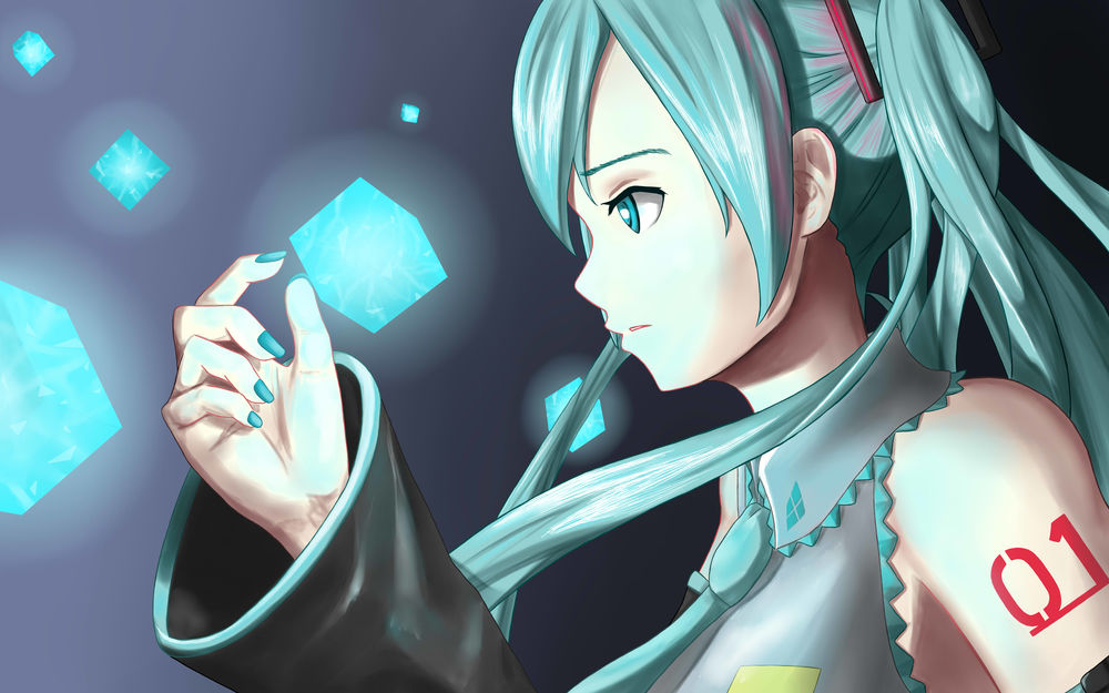 Обои для рабочего стола Vocaloid Miku Hatsune / Вокалоид Мику Хацунэ, by Spawn94