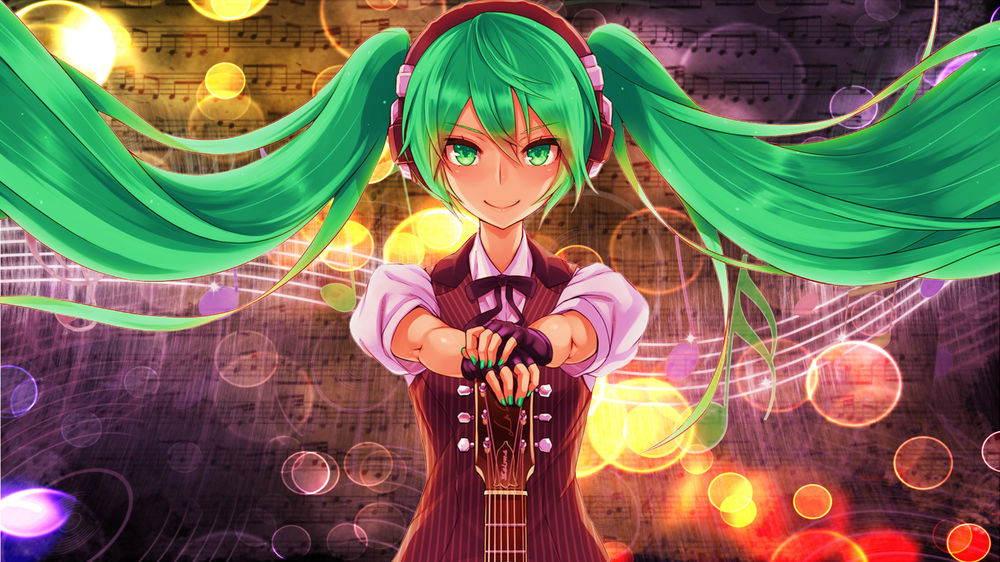 Обои для рабочего стола Vocaloid Miku Hatsune / Вокалоид Мику Хацунэ, by LenMJPU