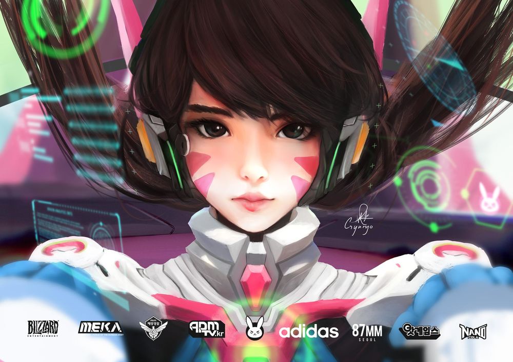Обои для рабочего стола D. VA / Ханна Сон из игры Overwatch / Дозор, by gynryo