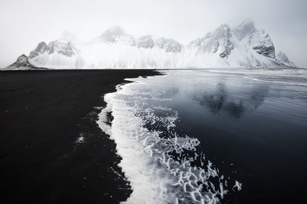 Обои для рабочего стола Пляж Вестрахорн / Vestrahorn, Iceland / Исландия