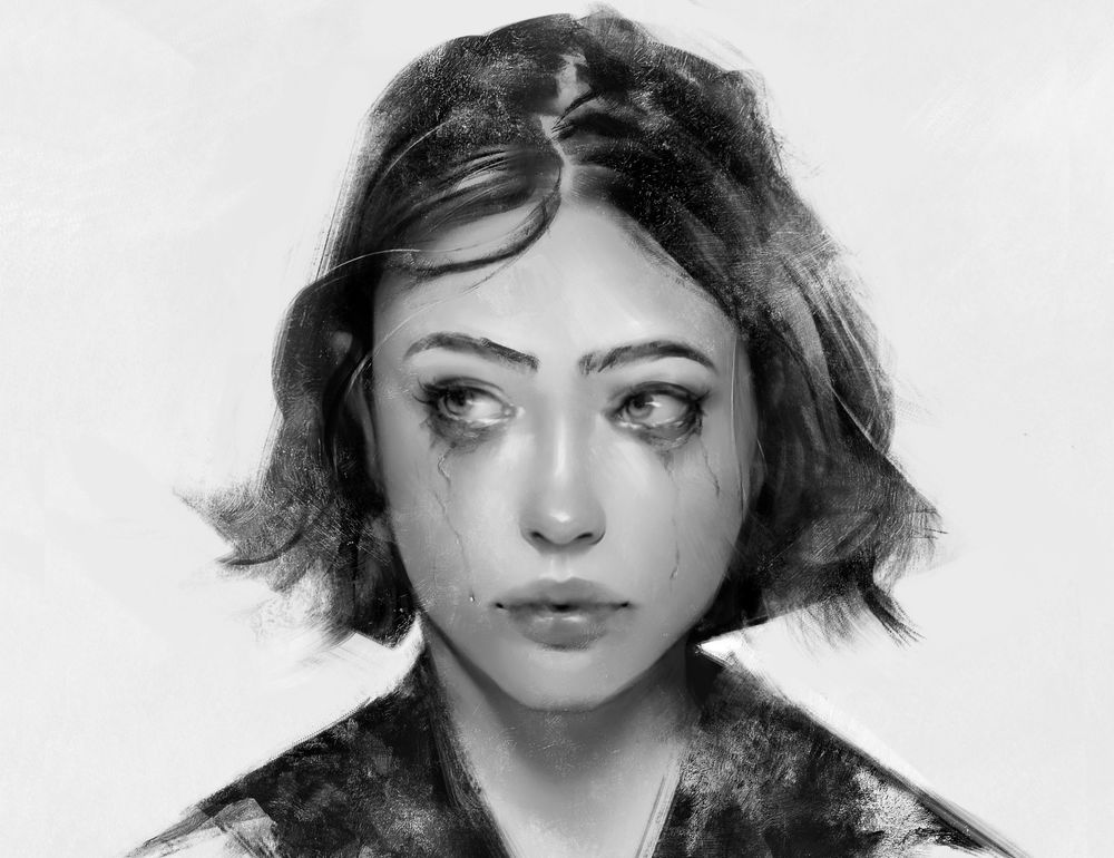 Обои для рабочего стола Портрет заплаканной девушки, by WojtekFus