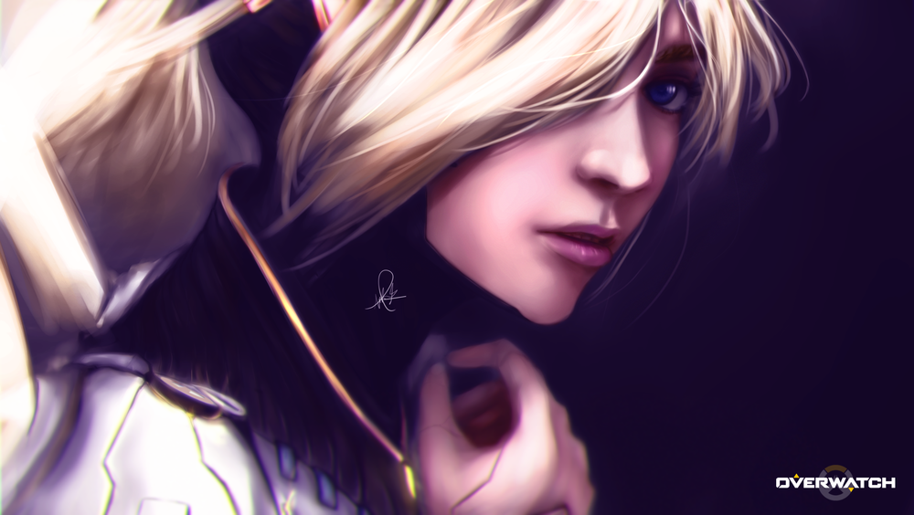 Обои для рабочего стола Mercy / Ангел / Angela Ziegler / Ангела Циглер из игры Overwatch / Дозор, by gynryo