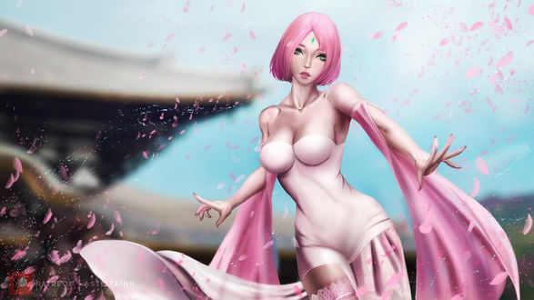 Обои на рабочий стол Sakura Haruno / Сакура Харуно из аниме Naruto / Наруто, by Asteltainn
