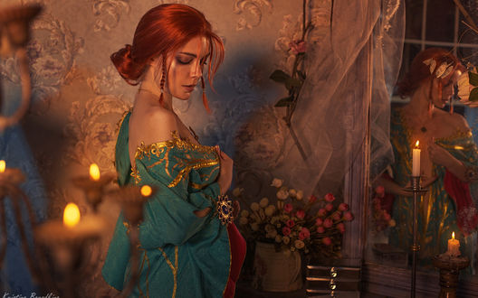 Обои на рабочий стол Модель Екатерина Семадени в образе Triss Merigold. Фотограф Кристина Бородкина