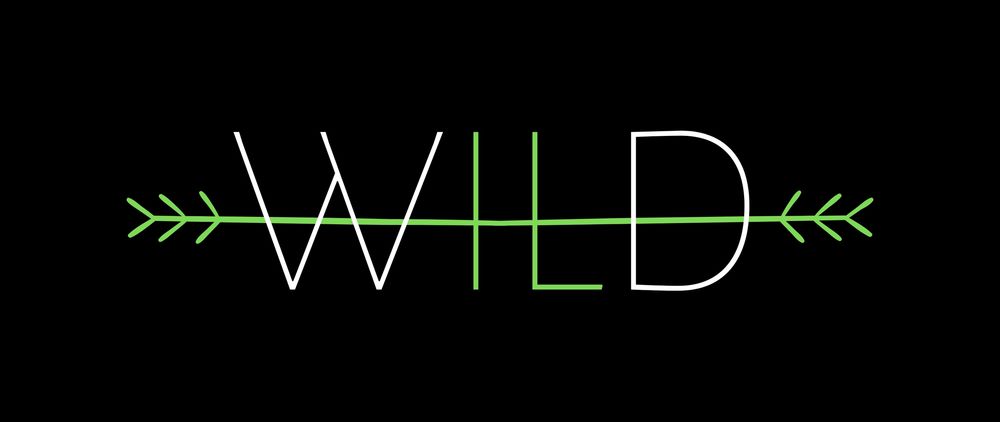 Обои для рабочего стола Слово WILD (Дикий) на черном фоне перечеркнутое линией похожей на ветку / Автор: Saint Hamster