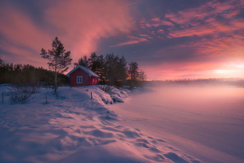 Обои на рабочий стол Зима на Ringerike, Norway / Рингерике в Норвегии. Фотограф Ole Henrik Skjelstad