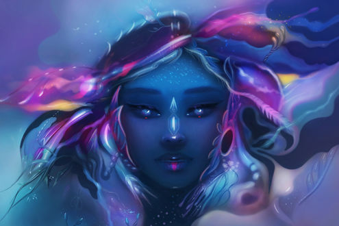 Обои на рабочий стол Девушка-Indian spirit / Индийский дух, by Estelle Chomienne