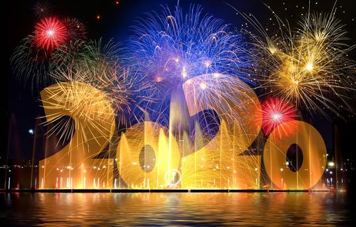 Обои на рабочий стол Новый 2020 год с салютом, by Gerd Altmann