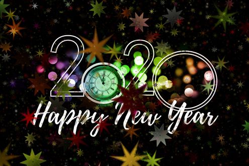 Обои на рабочий стол Happy New Year / Счастливого нового года, (2020), фотограф Gerd Altmann