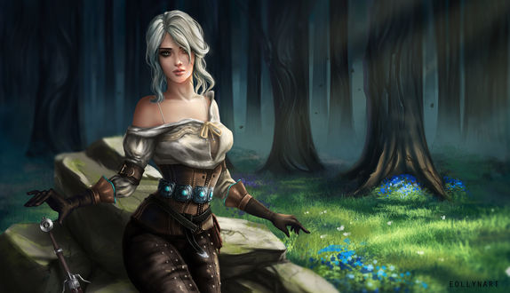 Обои на рабочий стол Ciri / Цирилла из игры The Witcher / Ведьмак, by Eollyn Art