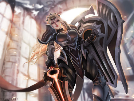 Обои на рабочий стол Leona / Леона из игры League of Legends / Лига Легенд, by Eollyn Art
