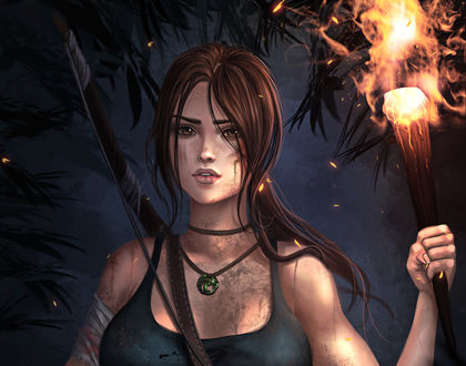 Обои на рабочий стол Lara Croft / Лара Крофт из игры Tomb Raider / Расхитительница гробниц, by Eollyn Art