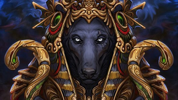 Обои на рабочий стол Волк фараон в наряде, by Kate Y