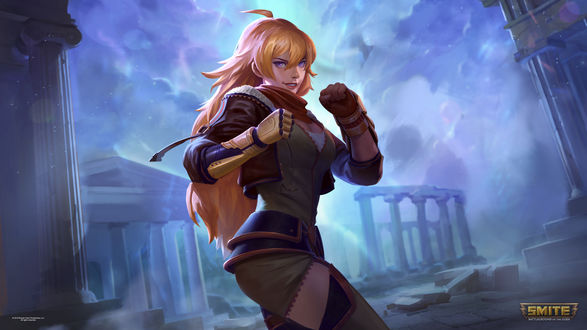 Обои на рабочий стол Yang Xiao Long / Янь Сяо Лун из игры Smite и аниме RWBY / Красный, Белый, Черный, Желтый, by Venom-Rules-all