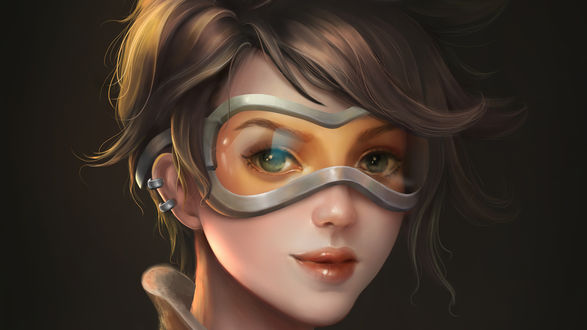 Обои на рабочий стол Tracer / Трейсер из игры Overwatch / Дозор, by Tiny Truc