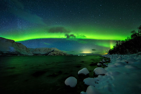 Обои на рабочий стол Северное сияние, Alta, Norway / Альта, Норвегия, by Aleck Jonsaas