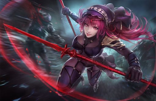 Обои на рабочий стол Scathach / Скатах арт персонажа из онлайн RPG игры Fate: Grand Order / Судьба: Великий Приказ, by CGlas
