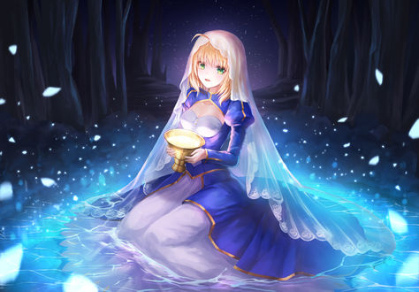 Обои на рабочий стол Saber / Сэйбер из аниме и игры Fate: Stay Night / Судьба: Ночь Схватки, by lunacle