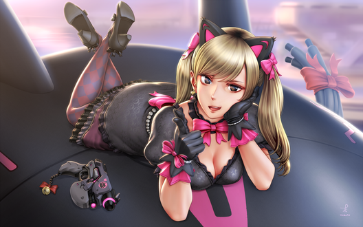 Обои на рабочий стол D. VA / Ханна Сон из игры Overwatch / Дозор, by Horuto