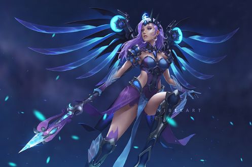 Обои на рабочий стол Mercy / Ангел / Ангела Циглер из игры Overwatch / Дозор, by Nibelart