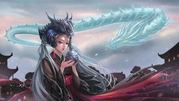Обои на рабочий стол Юная повелительница дракона, by Ji-hyun Ro
