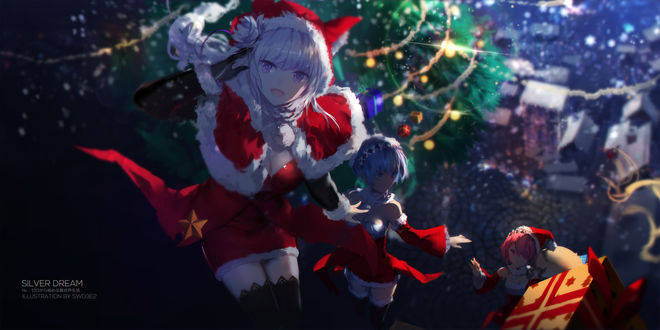 Обои на рабочий стол Emilia / Эмилия, Rem / Рем и Ram / Рам из аниме Re:Zero kara Hajimeru Isekai Seikatsu / Re:Zero. Жизнь с нуля в альтернативном мире