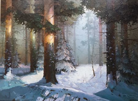 Обои на рабочий стол Зимний лес, by Viktor Bykov