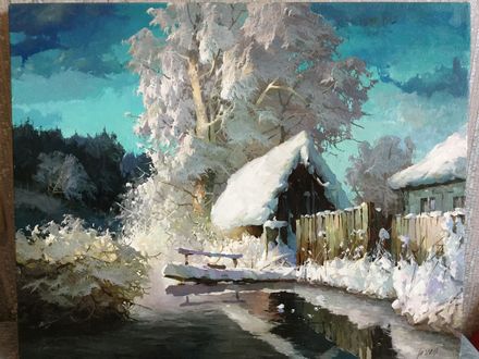 Обои на рабочий стол Картина - Банька зимой, автор Viktor Bykov