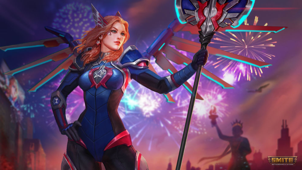 Обои для рабочего стола Богиня Победы Nike / Найк из игры Smite, by jaggudada