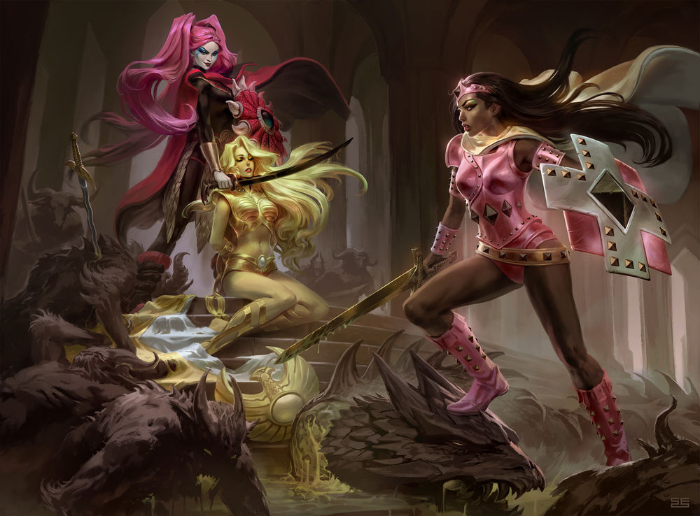 Обои для рабочего стола Битва богинь из игры Smite, by Scebiqu