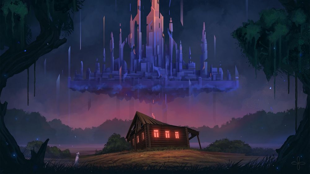 Обои для рабочего стола Виртуальный замок над хижиной, by Dima Solovev