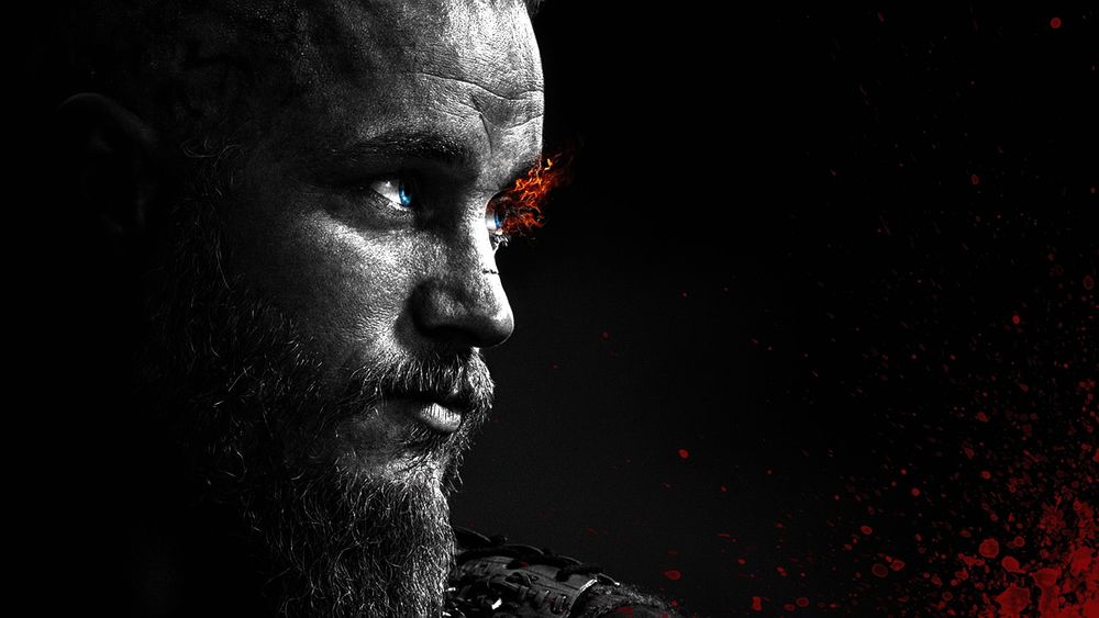 Обои для рабочего стола Travis Fimmel / Трэвис Фиммел в роли Ragnar Lothbrok / Рагнара Лодброка из сериала Vikings / Викинги