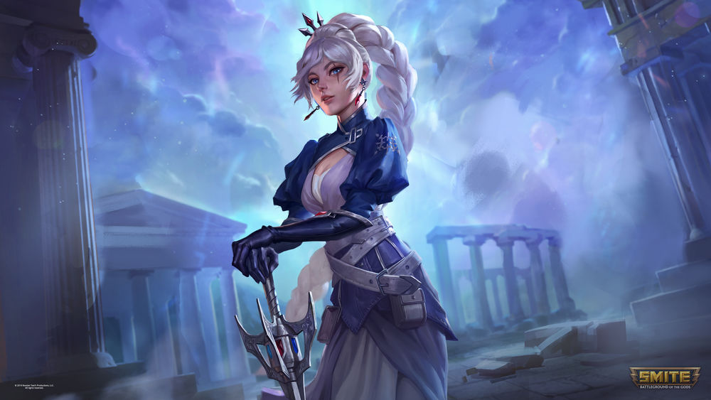 Обои для рабочего стола Weiss Schnee / Вайсс Шни из игры Smite и аниме RWBY / Красный, Белый, Черный, Желтый, by Venom-Rules-all