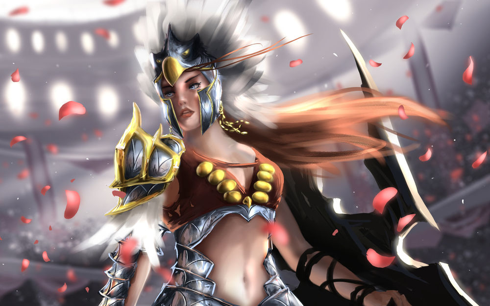 Обои для рабочего стола Gladiator Catherine / Гладиатор Катрина из игры Vainglory, by Gavin Wynford