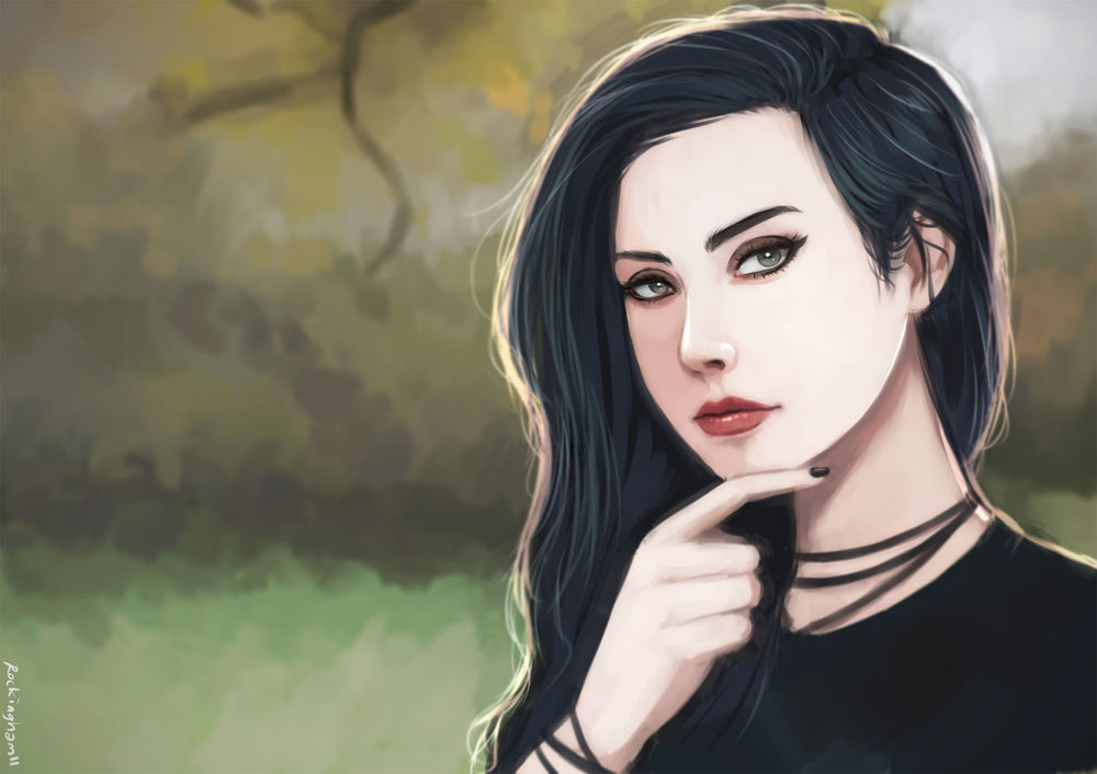 Обои для рабочего стола Темноволосая девушка, by oshirockingham
