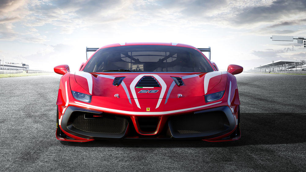 Обои для рабочего стола Спортивный Ferrari 488 Challenge Evo 2020 стоит на треке