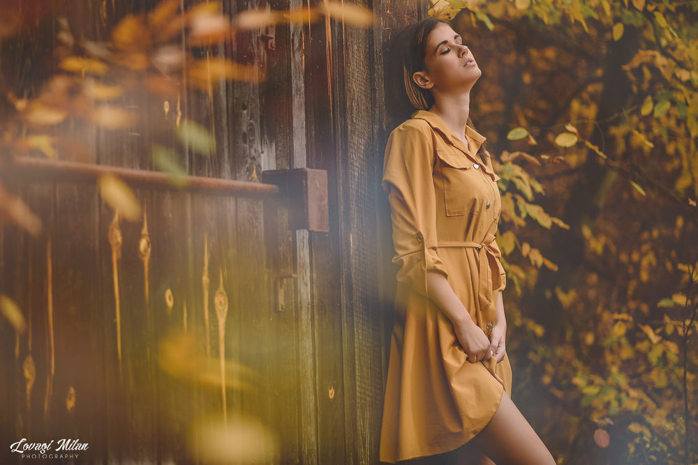 Обои для рабочего стола Модель Evi стоит у забора. Фотограф Lovagi Milаn