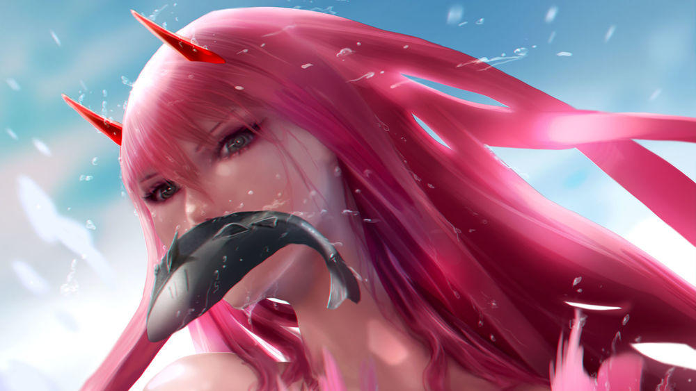 Обои для рабочего стола Zero Two / Зеро Ту из аниме Darling in the FranXX / Милый во Франкcе, by ArisT0te