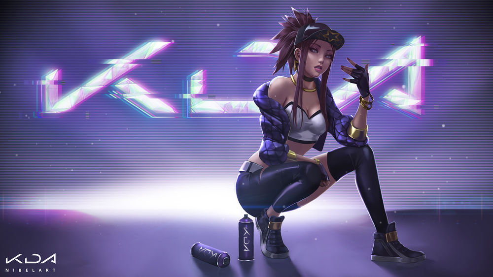 Обои для рабочего стола Akali / Акали из игры League of Legends / Лига Легенд, by Nibelart