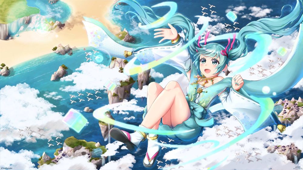Обои для рабочего стола Vocaloid Miku Hatsune / Вокалоид Мику Хацунэ, by tankryosaku