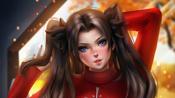 Обои на рабочий стол Rin Tohsaka / Рин Тосака из аниме Судьба: Ночь схватки / Fate: Stay night, by AyyaSAP