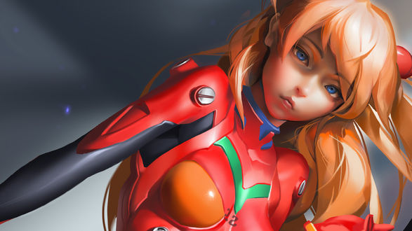 Обои на рабочий стол Asuka Langley / Аска Лэнгли из аниме Evangelion / Евангелион, by Bo Xun Lin