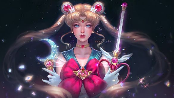 Обои на рабочий стол Sailor Venus / Сейлор Венера / Minako Aino / Минако Айно из аниме Sailor Moon / Сейлор Мун, by serafleur