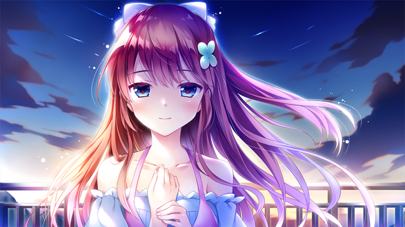 Обои на рабочий стол Песонаж kotoishi iori стоит на фоне облачного неба, автор tagme